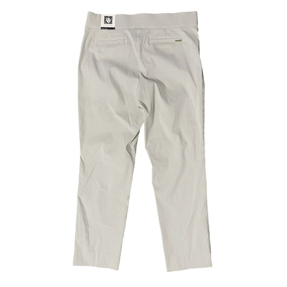 Anne Klein Pants - Anne Klein Slim Crop Pants Taupe White Pinstripe Pull On Trousers Size S NEW